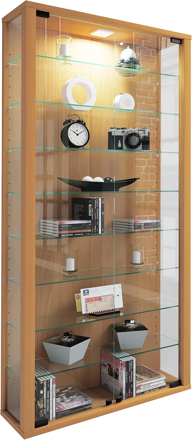 VCM Vitrine Wandvitrine Sammelvitrine Glasvitrine Regal Schrank Glas Hängevitrine ohne Beleuchtung B
