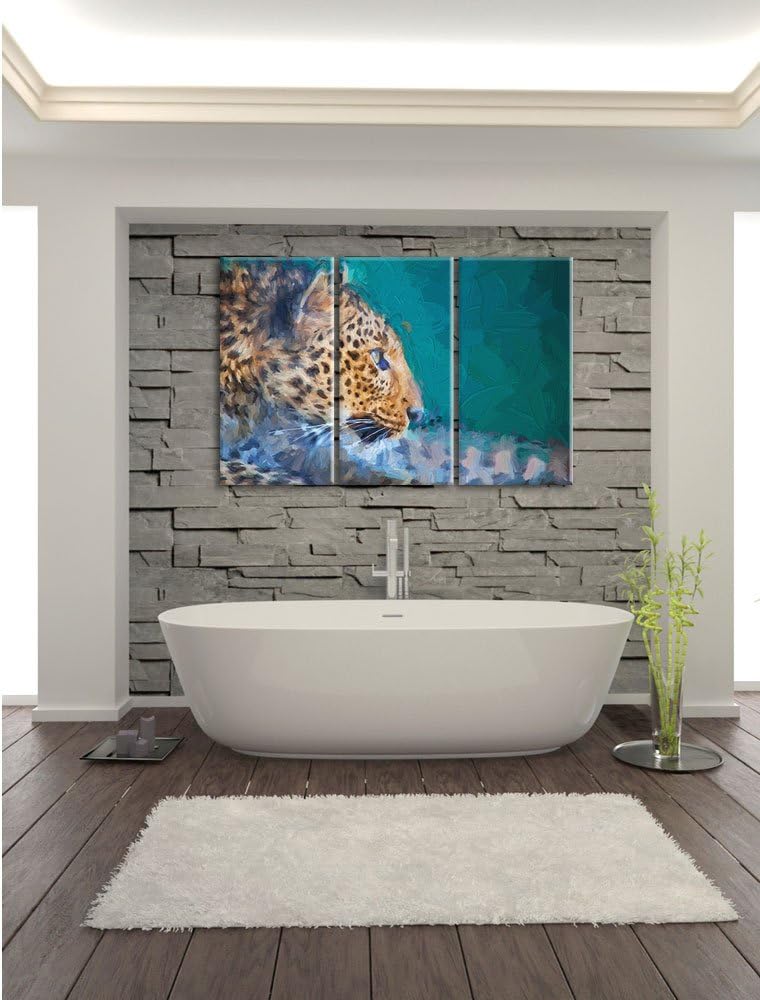 Pixxprint Wachsamer Gepard als Leinwandbild/Grösse: 3 Teilig (120x80) cm/Wandbild/Kunstdruck/fertig