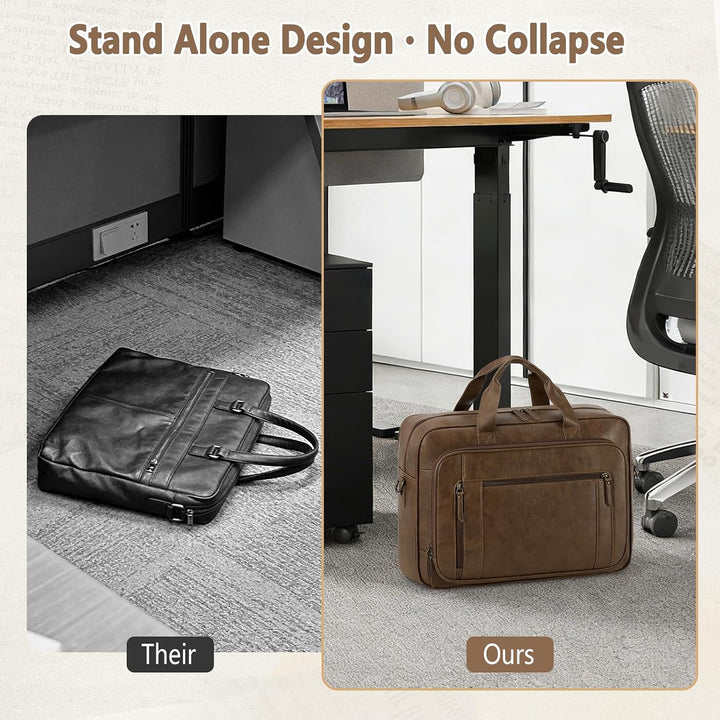 RAINSMORE Aktentasche Herren Vintage, Leder Arbeitstasche, 16 Zoll Laptoptasche Wasserdicht, Busines