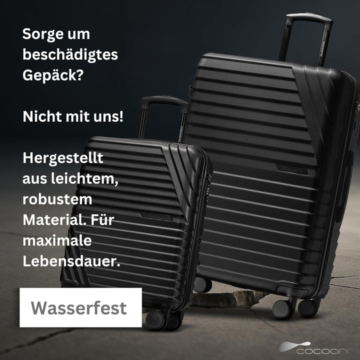 Cocoono Koffer Set 2 Teilig 77cm & Handgepäck Koffer 55x40x20cm in einem Set, Sehr robuste Reisekoff