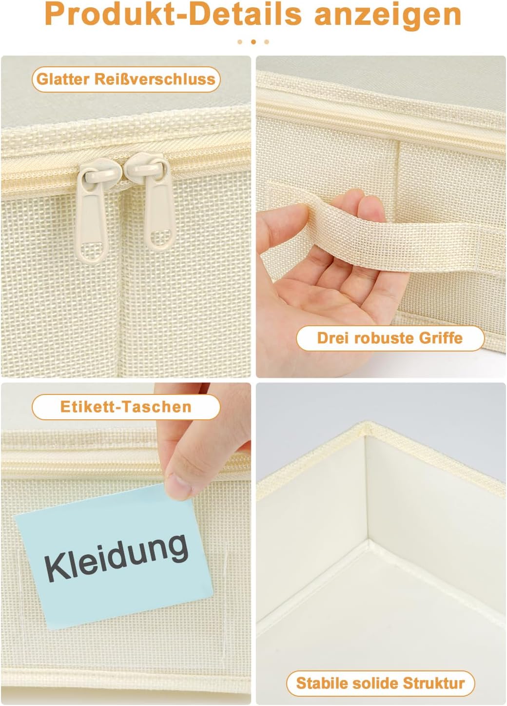 Unterbett Aufbewahrungsbox 2er Set, Faltbare Unterbett Aufbewahrung mit Deckel, Stabil & Wasserdicht