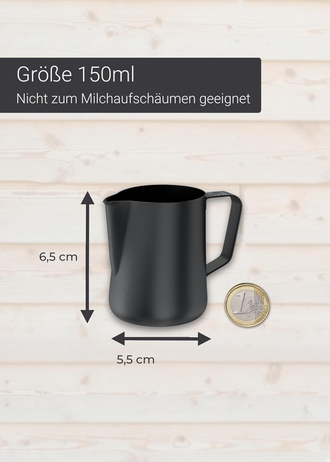 Lambda Coffee Barista Espresso Kännchen Edelstahl 150ml I Espresso Kanne schwarz-anthrazit zum Giess