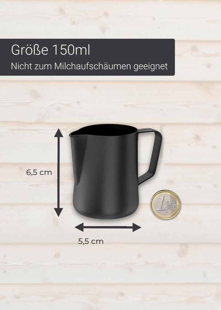 Lambda Coffee Barista Espresso Kännchen Edelstahl 150ml I Espresso Kanne schwarz-anthrazit zum Giess