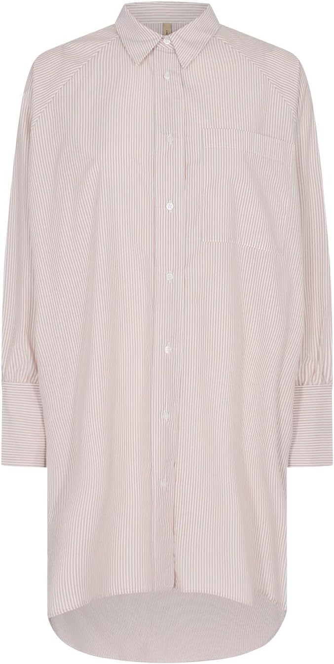 SOYACONCEPT Womens SC-Bea 2 Oversize Striped Shirt Hemd, Stucco Brown Combi, Large