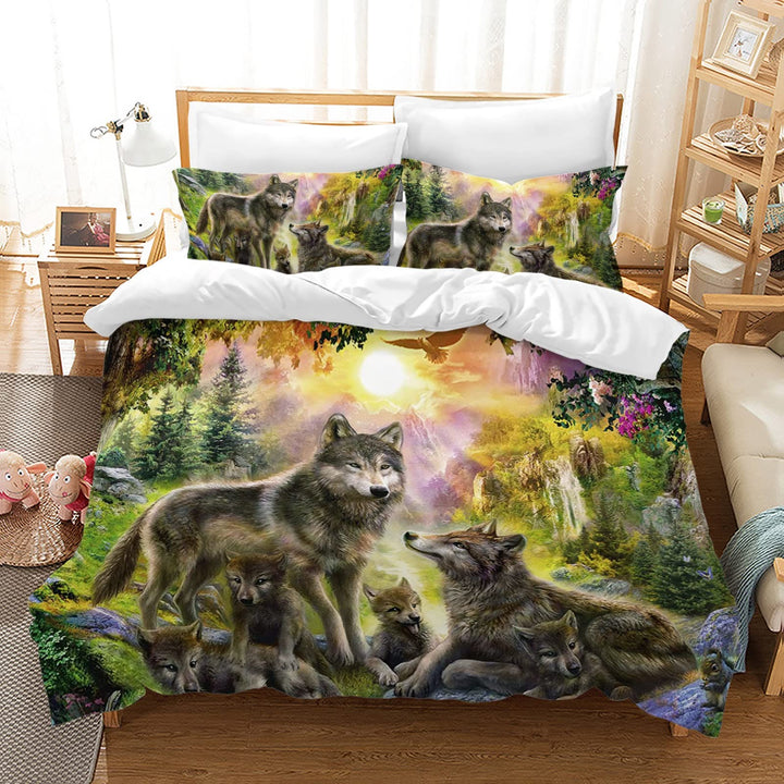 Hoimlm Wolf Bettwäsche 220x240 Mikrofaser Bettbezug mit kopfkissenbezug, Jungen Teens bettwäsche Set