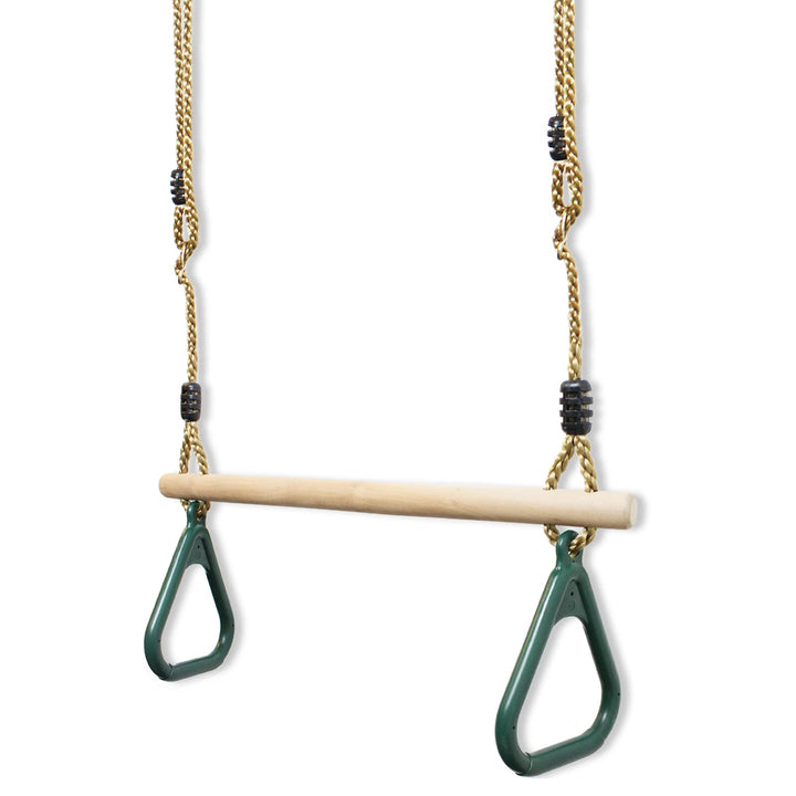 Leogreen Kinder Holz Trapeze Schaukel mit Kunststoff Turnringe, Aufhängen belastbar bis 150KG, Schau