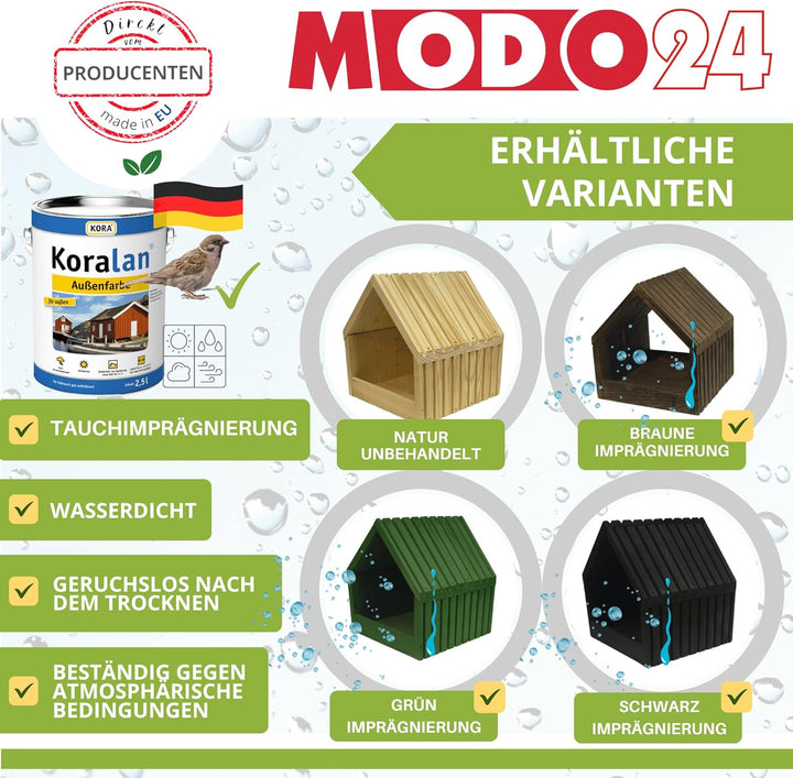 Vogelhaus mit Ständer aus FSC® Holz, Vogelkäfig mit Dach, Wetterfestes Vogelfutterhaus für Garten &