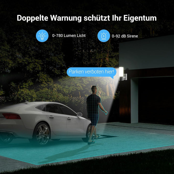 EZVIZ 2K WLAN Floodlight, Überwachungskamera Aussen, Smart Flutlicht mit Integrierter Beleuchtung, P