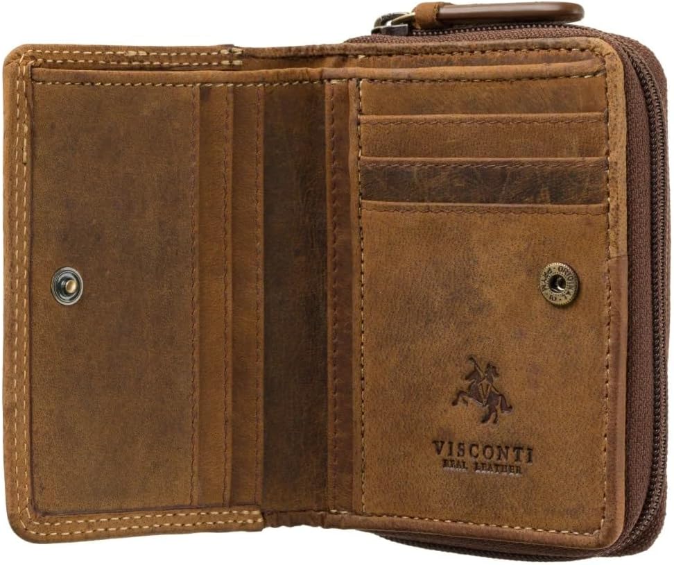 VISCONTI Twofold Leder Damen Geldbörse Portmonee Rainbow Multicolor/Mehrfarbig Small Purse(RB53) Oil