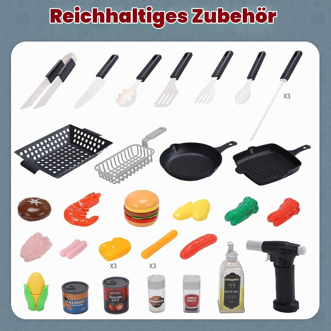 CUTE STONE BBQ Grillspielzeug für Kinder mit farbwechselndem Spielessen, brutzelnden Geräuschen &amp; Li