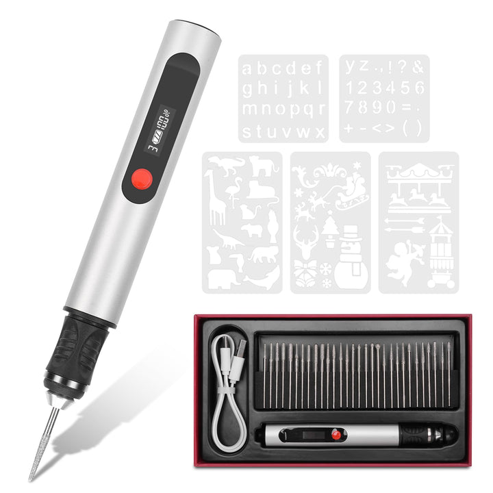 Elektrische Gravierstift Kit, Multifunktionaler Mini Graveur Gravurwerkzeug mit 3 Gängen und 21000 r
