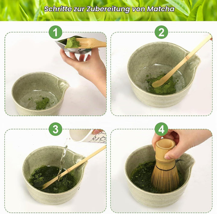 Matcha Set 5 Stück Matcha Tee Set mit Matcha Schale und Schneebesen, Matcha-Schaufel, Matcha Besen,