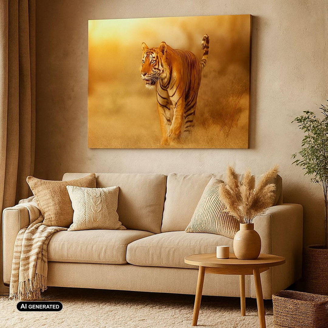 ARTTOR Bilder auf Leinwand 100x70cm Leinwandbild mit Rahmen tiger tier Gross Wanddeko Bild Schlafzim