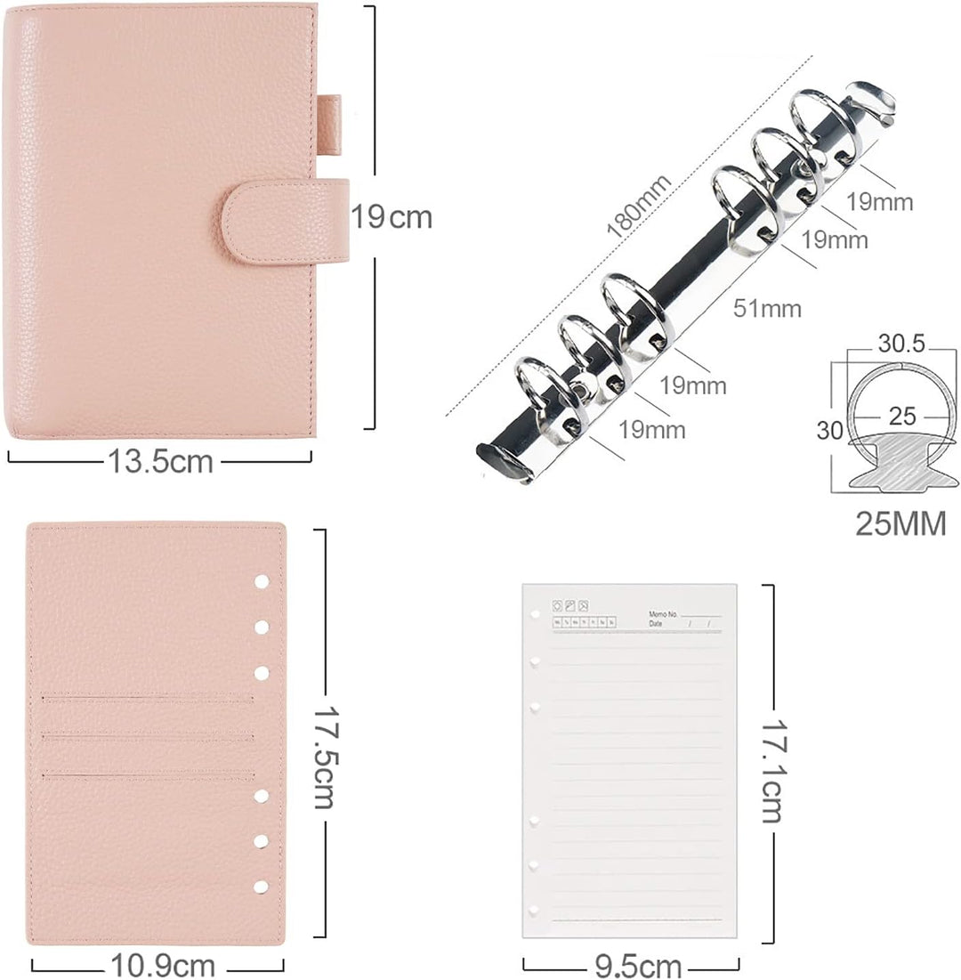 Moterm Personal Regular Ringe Planer - Echtes Leder Binder Organizer (25mm Ring, Kiesel-Staubrose),