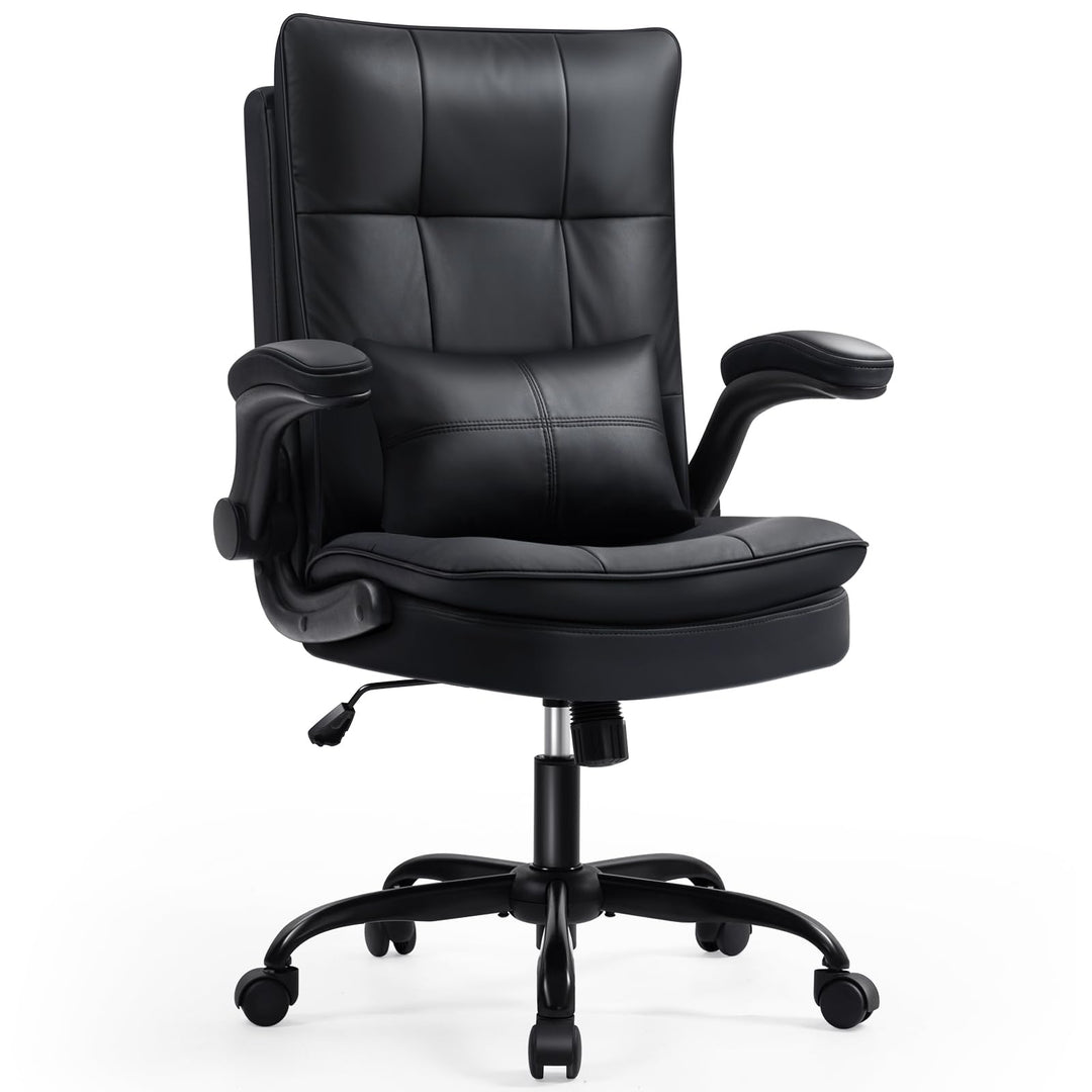 Bürostuhl Ergonomisch [TESTSIEGER] Schreibtischstuhl | Kratzfeste Leder & Hohe Rückenlehne | Höhenve
