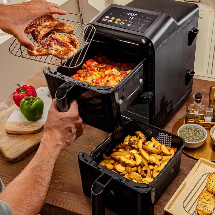 Cecotec Luftfritteuse ohne Öl – Air Fryer 12 l Cecofry DuoLevel 12000 Window. 2900 W, 2 Behälter mit