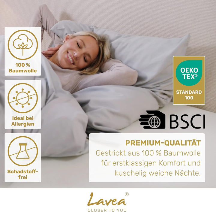 Lavea 2er Set Spannbettlaken, Doppelpack Spannbetttuch, Serie Maya, 90x200cm | 100x200cm, Apfelgrün,
