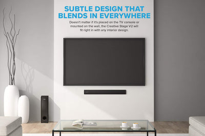 Creative Stage V2 2.1 Soundbar mit Subwoofer, Clear Dialog und Surround von Sound Blaster, Bluetooth