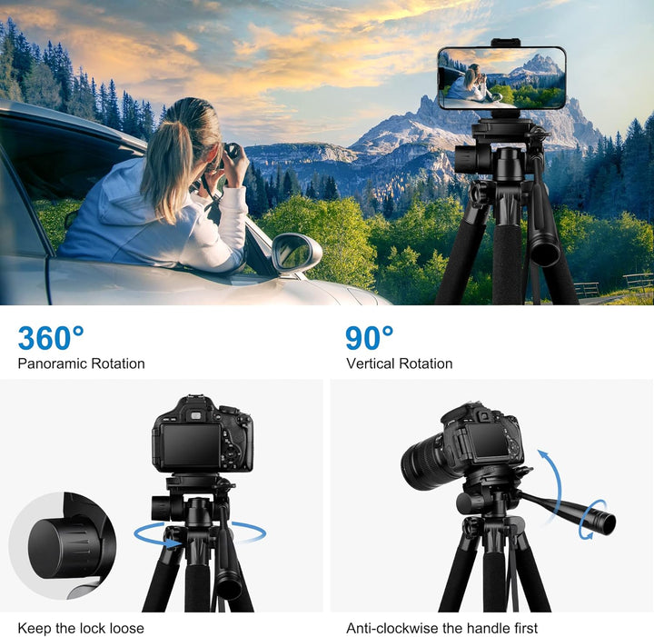 JOILCAN Stativ Kamera 165cm(65in), Aluminium Leichtes Dreibein Stative mit Tragetasche für Canon Nik