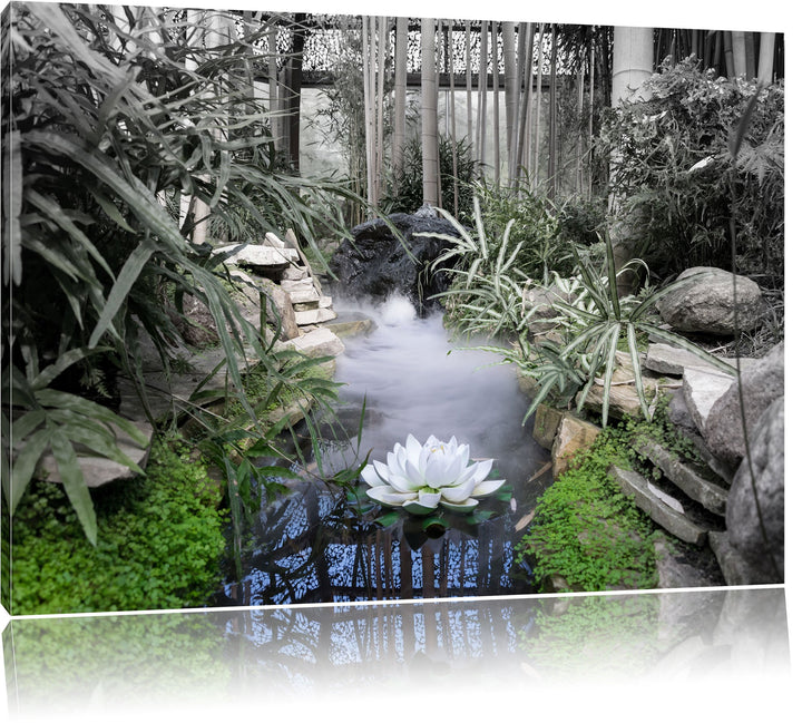 Pixxprint Zen Garten Japan / 100x70cm Leinwandbild bespannt auf Holzrahmen/Wandbild Kunstdruck Dekor