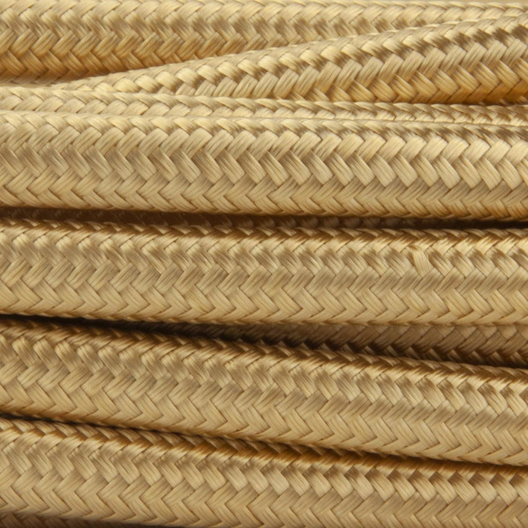 Amarcords - Textilkabel für Lampen GOLD, rund, Seide, 5 Meter, mit Erdung 3x0,75 - Stoffkabel mit fa
