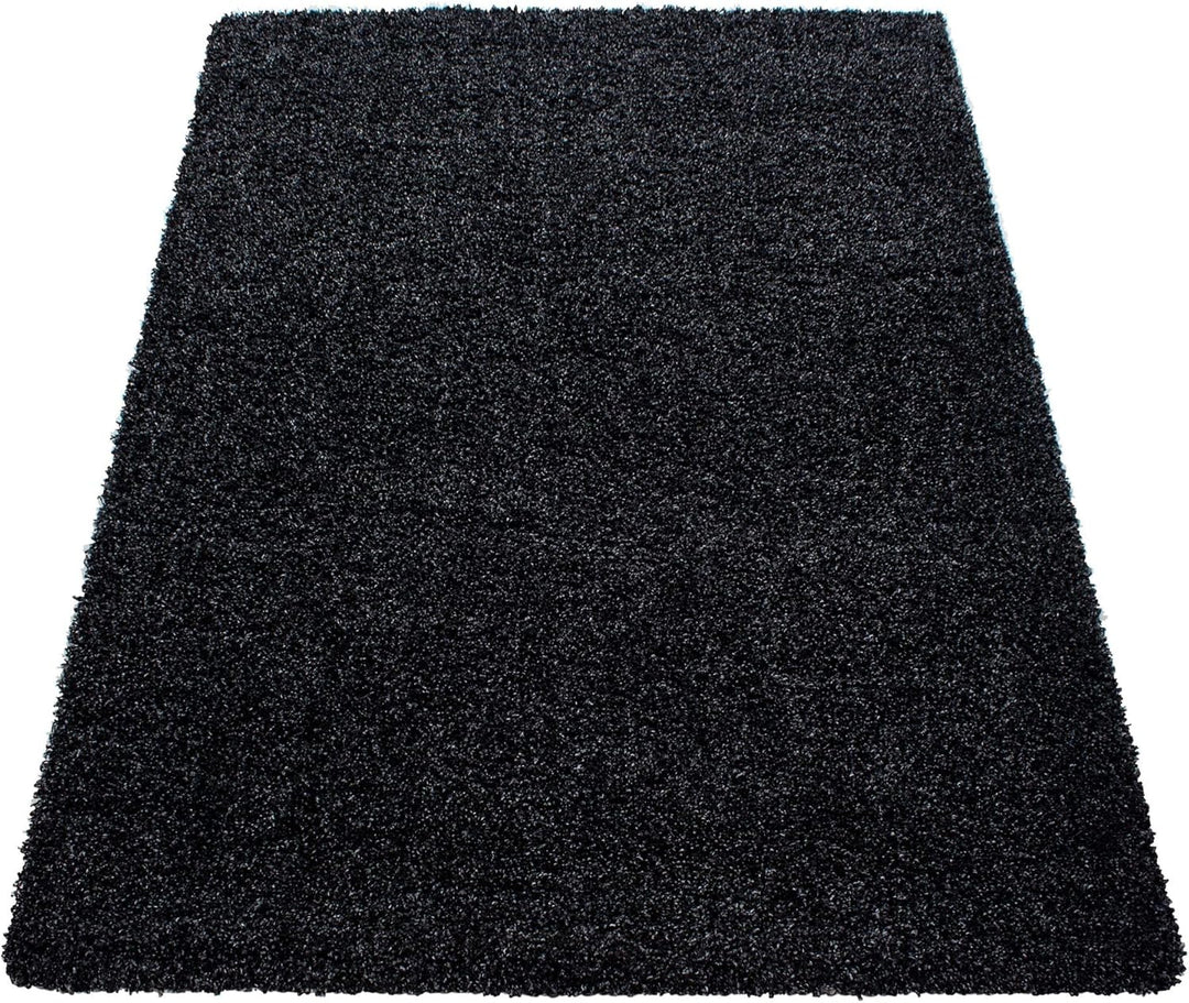 Carpetsale24 Teppich Wohnzimmer 120 x 170 cm Anthrazit Shaggy Hochflor Einfarbig Modern Design - Fla