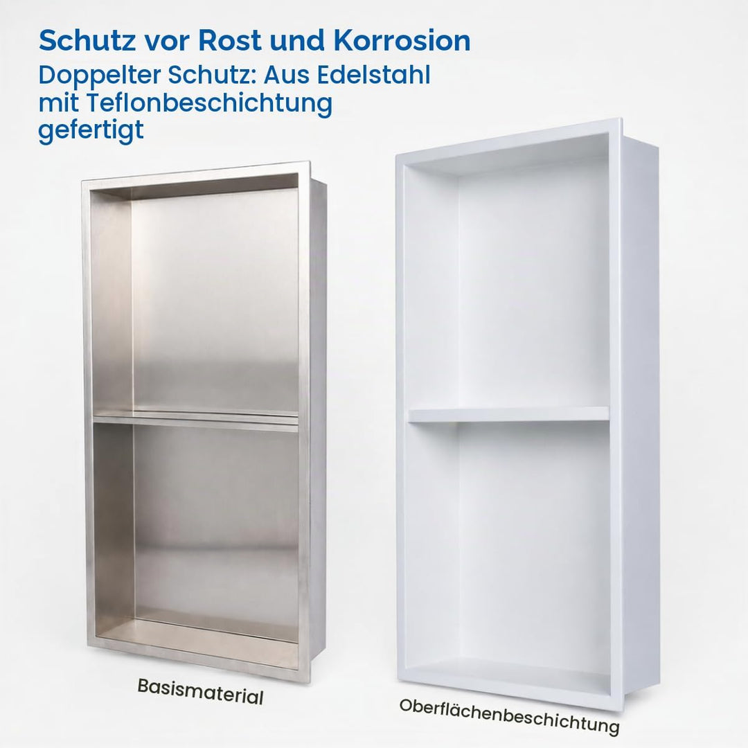Edelstahl Einbaunische Wandnische für Dusche，Integrierte Fliesenlose Duschablage aus Rostfreiem Edel