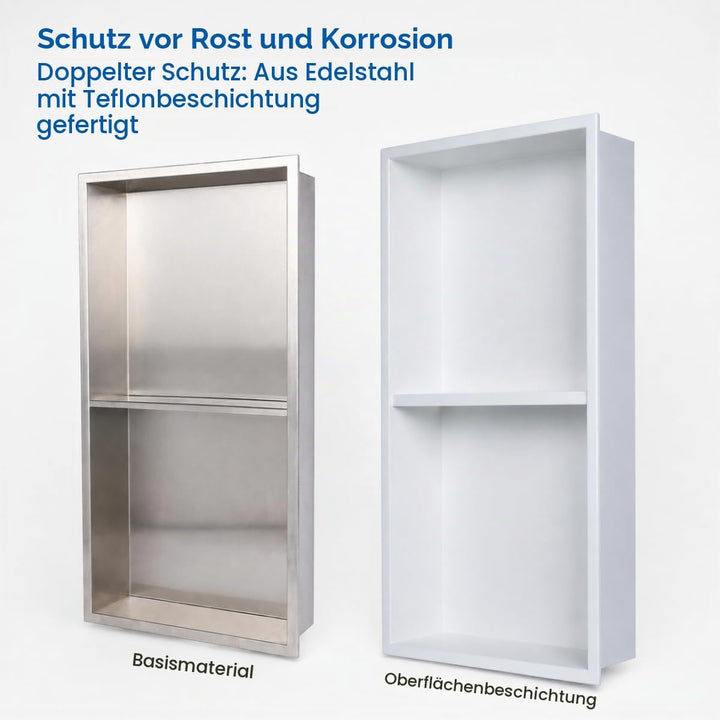 Edelstahl Einbaunische Wandnische für Dusche，Integrierte Fliesenlose Duschablage aus Rostfreiem Edel