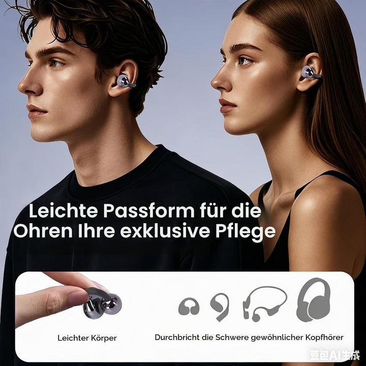 Cuifati Ohrclips im Schmuck-Design, Bequeme offene Clip-Kopfhörer, kabellose Bluetooth 5.4 Ohrklemme