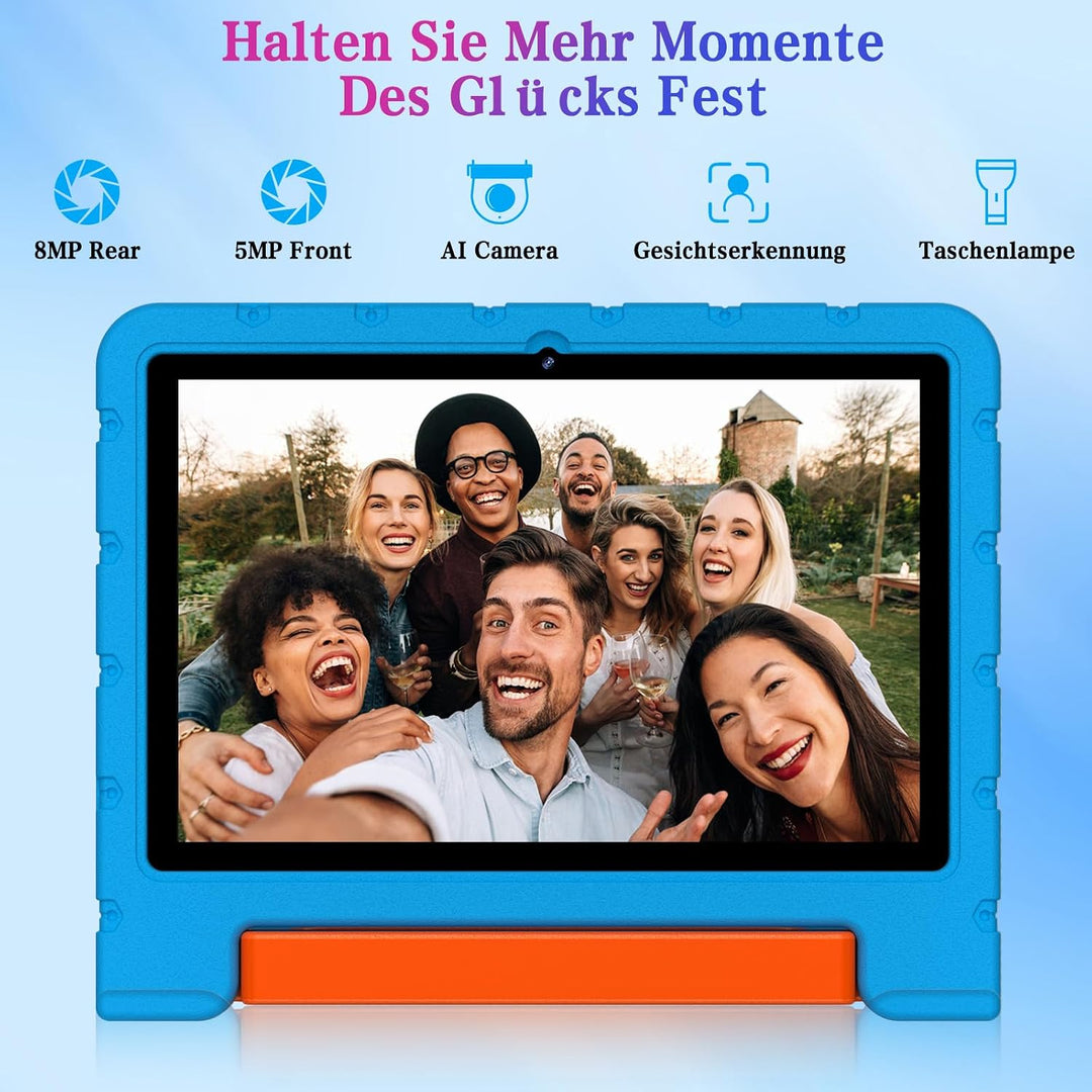 Kinder Tablet 10.1 Zoll, Gemini KI, Android 15 Tablet mit Eva Case - Blau, Blau