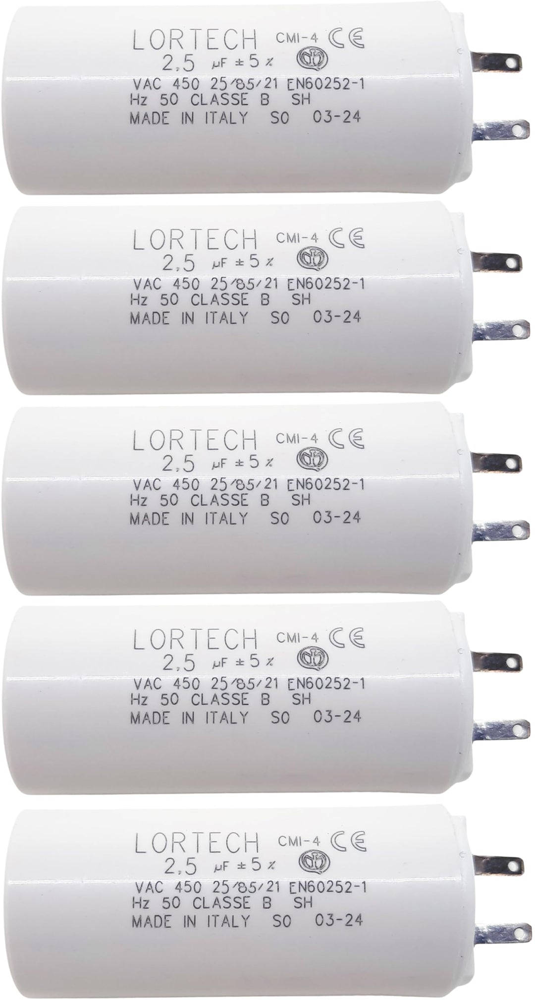 Kondensatoren für Rollladenmotor, 2,5 µF, 6 Nm, 2,8 mm, 5 Stück