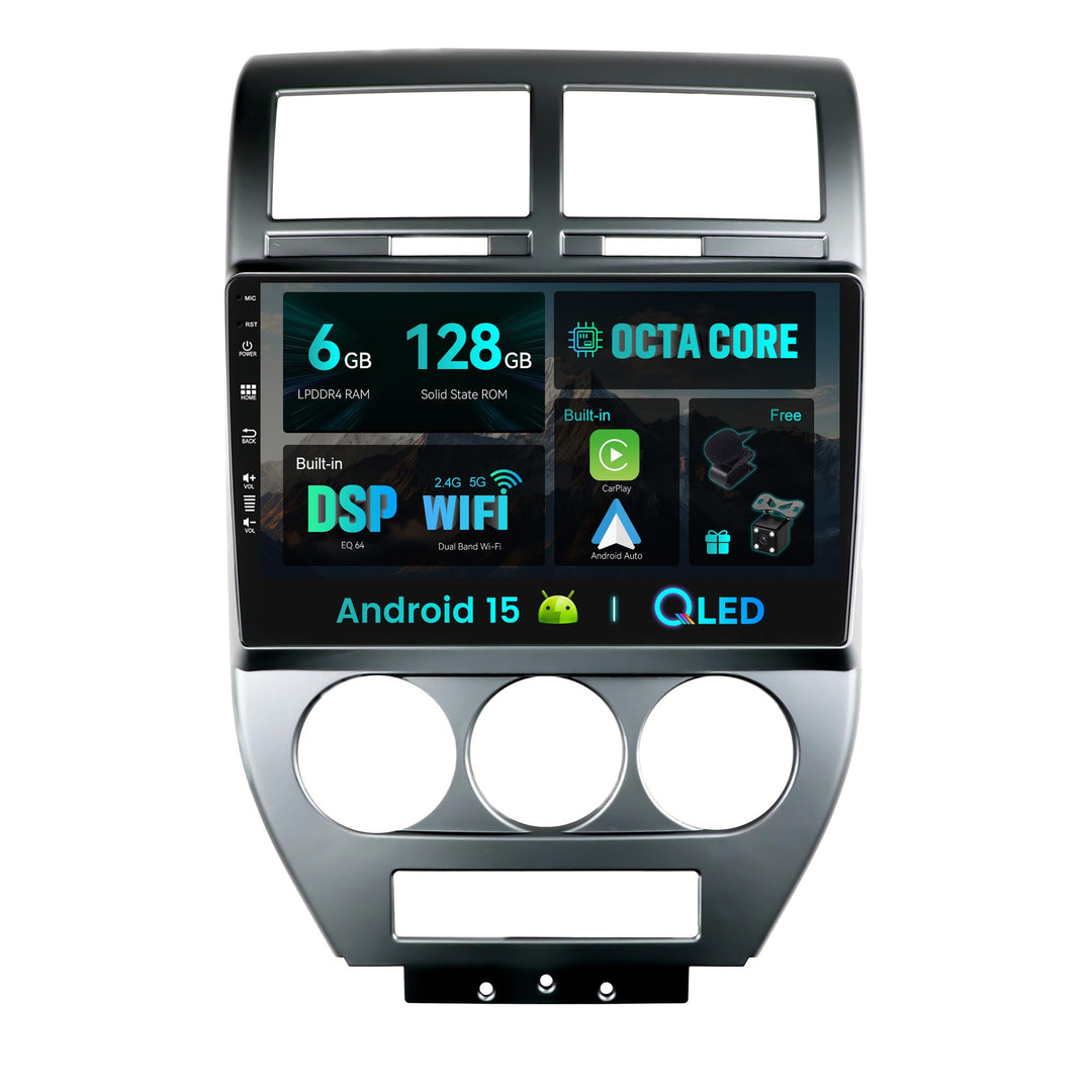 Android 15-6G+128G - IPS Autoradio Passt für Jeep Compass 1 MK (2006-2010) - Eingebaut Carplay/Andro