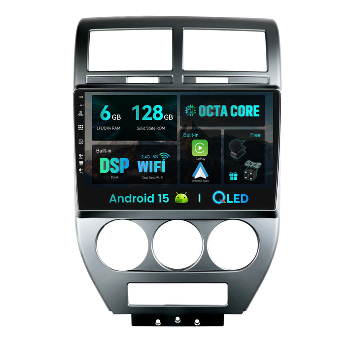 Android 15-6G+128G - IPS Autoradio Passt für Jeep Compass 1 MK (2006-2010) - Eingebaut Carplay/Andro
