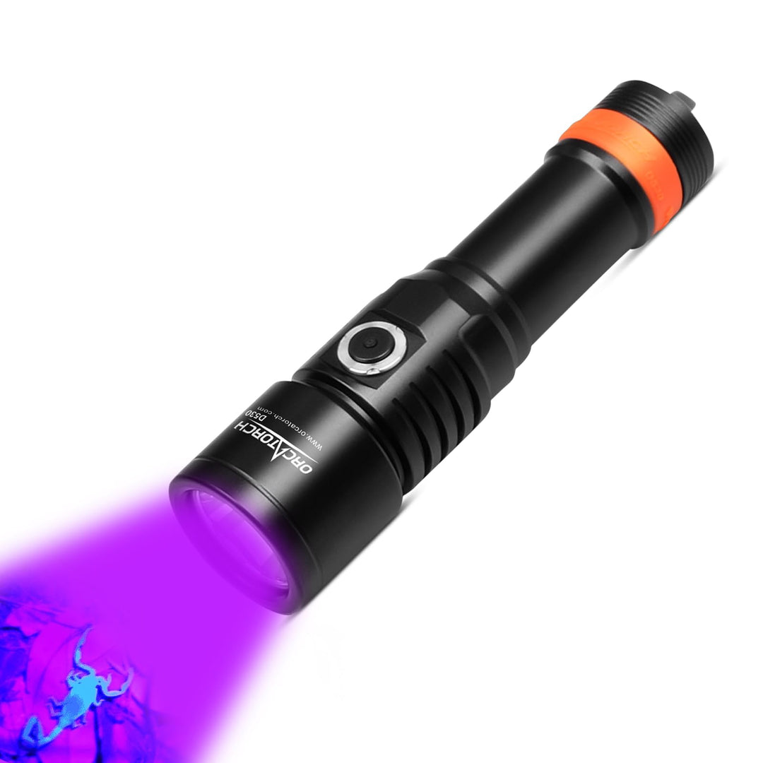 ORCATORCH D530 Scuba Dive Light, 395NM LED UV Licht Schwarzlicht mit 8 Grad schmalem Abstrahlwinkel,