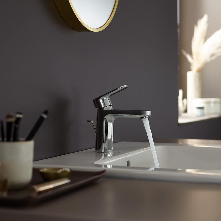 hansgrohe Vernis Blend - Waschtischarmatur mit Zugstangen-Ablauf, Wasserhahn Bad mit Auslauf Höhe 88