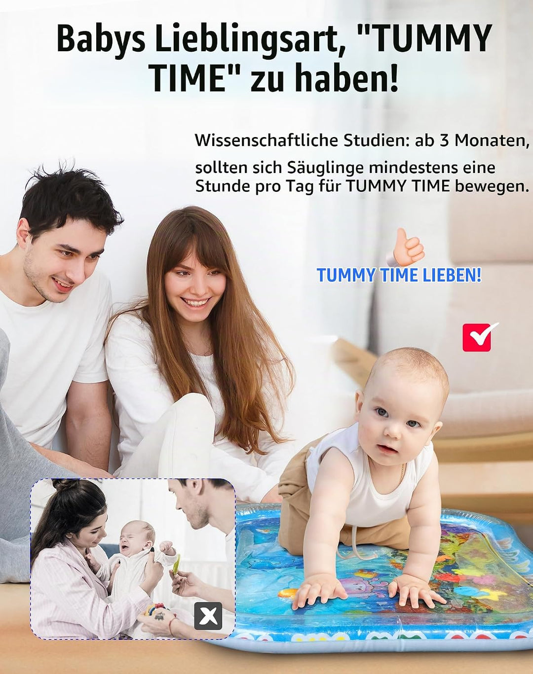 XXL Wassermatte Baby Wasserspielmatte BPA Frei 95 x 76cm Gross Wasser Spielmatte für Baby ab 3, 6, 9