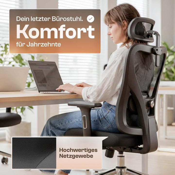 LUTIVO Alpha Bürostuhl ergonomisch [ORIGINAL] Schreibtischstuhl ergonomisch mit 11 Komfort-Einstellu