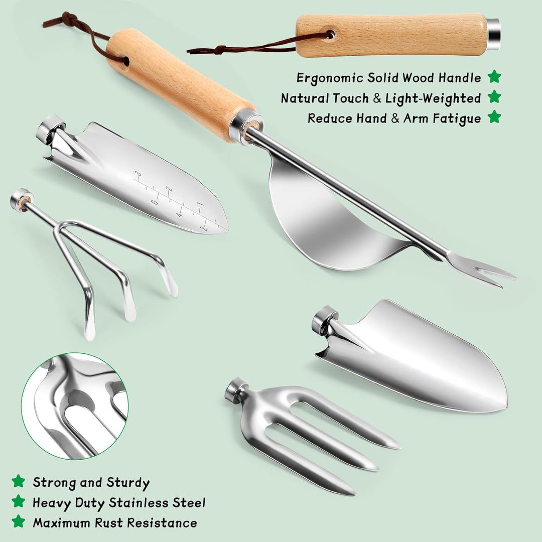 Gartenwerkzeug Set, 12 Stück Garten Hand Werkzeuge, 8 in 1 Gartenarbeit Set mit dauerhafter Aufbewah