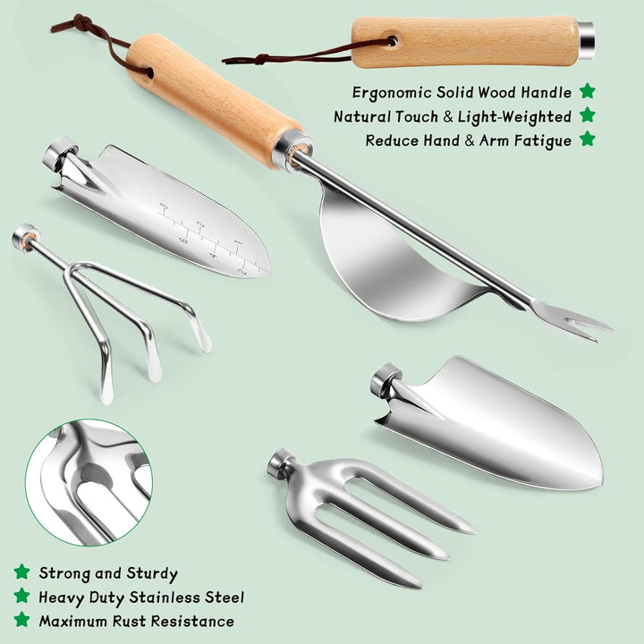 Gartenwerkzeug Set, 12 Stück Garten Hand Werkzeuge, 8 in 1 Gartenarbeit Set mit dauerhafter Aufbewah