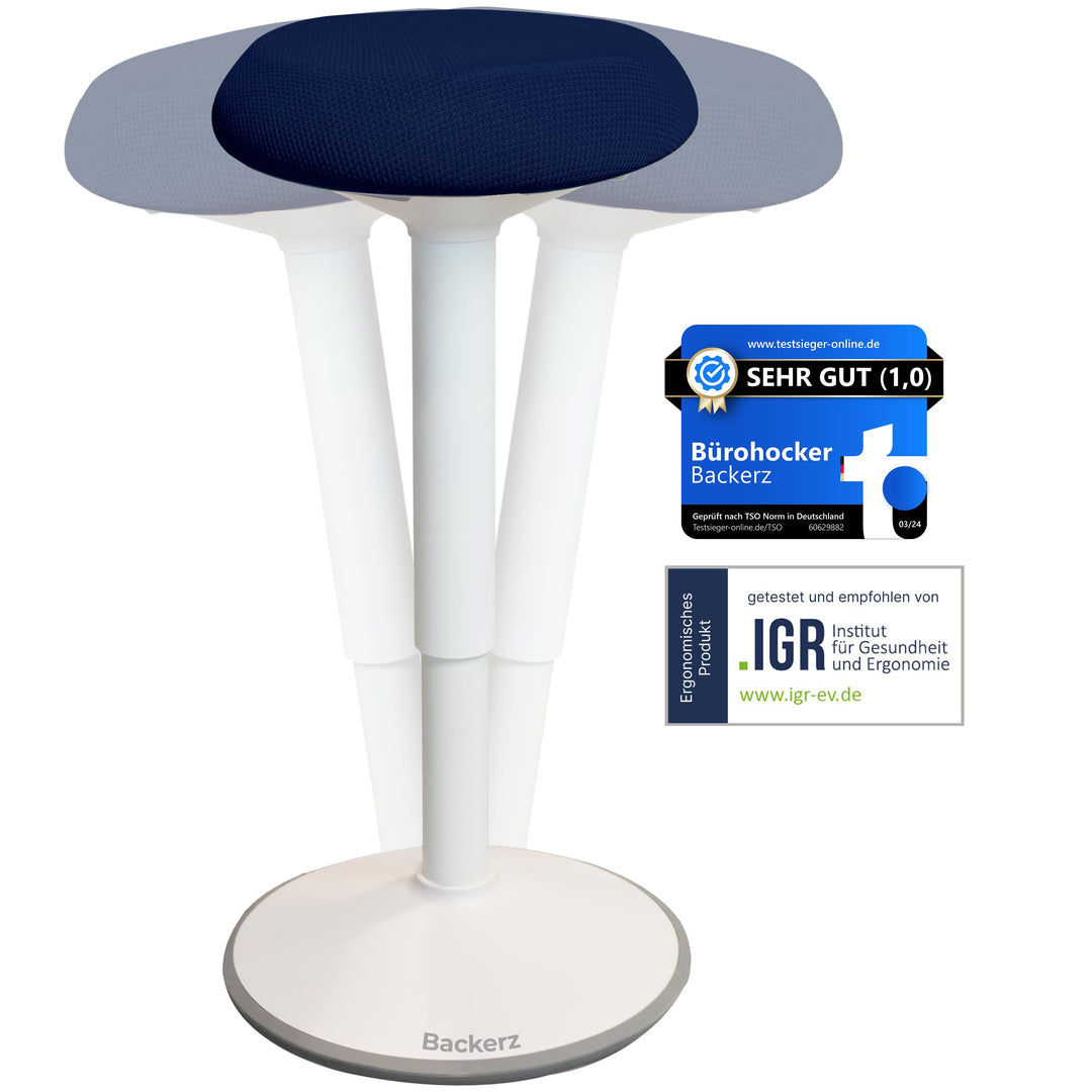Backerz Ergonomischer Hocker - Bürohocker Testsieger mit 55-80 cm Stehhocker Höhenverstellbar mit Sc