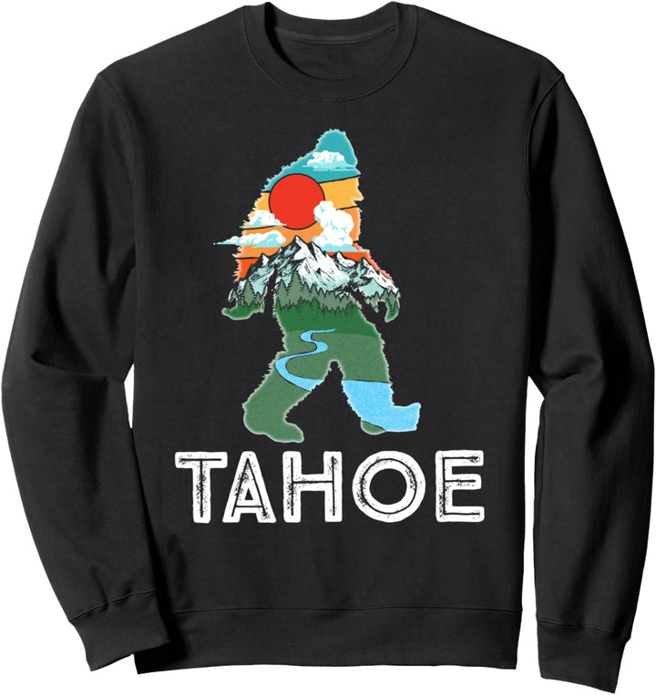 Lake Tahoe Bigfoot Nature & Mountains Illustration Vintage Sweatshirt