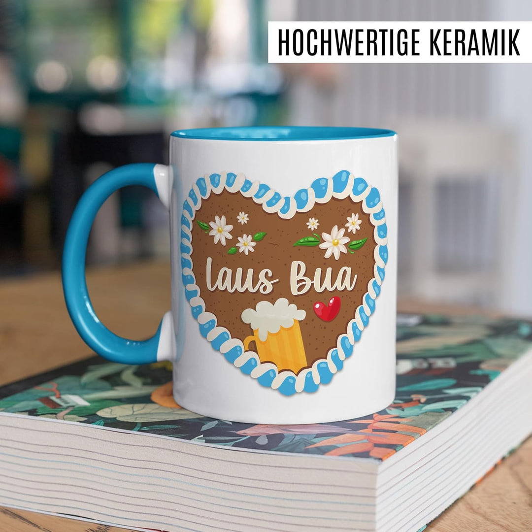 Bayrisch Tasse mit Spruch – Geschenk Laus Bua – Kaffeetasse 330ml aus Keramik – Bayern Dialekt Bub J