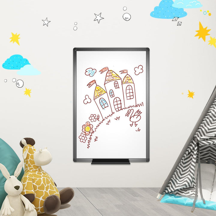 VIZ-PRO magnetisches trocken abwischbar Whiteboard/weisse Tafel, 90 x 60 cm, schwarzer Aluminiumrahm