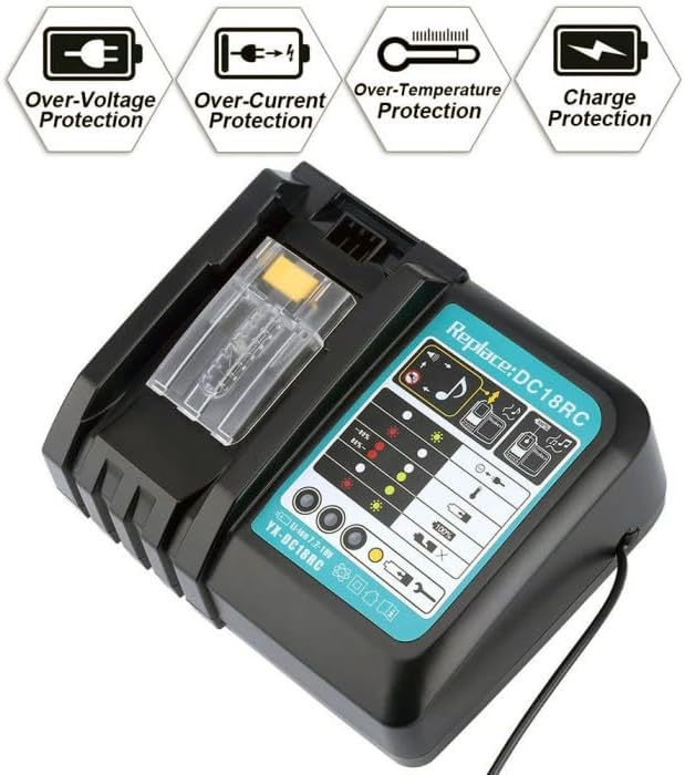 BL1850B Akku (2Stück) 18V 5,0 Ah mit Ladegerät DC18RC Ersetzen für Makita Akku BL1850B BL1850 BL1840