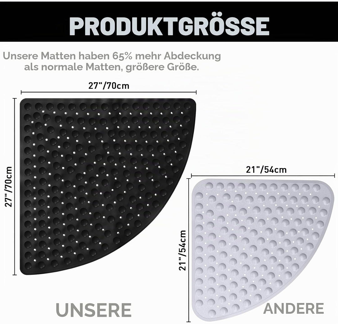 Duschmatte rutschfest Eckduschmatte 70 * 70cm, Duscheinlage Dreieckig mit Saugnäpfe für Eckdusche, D