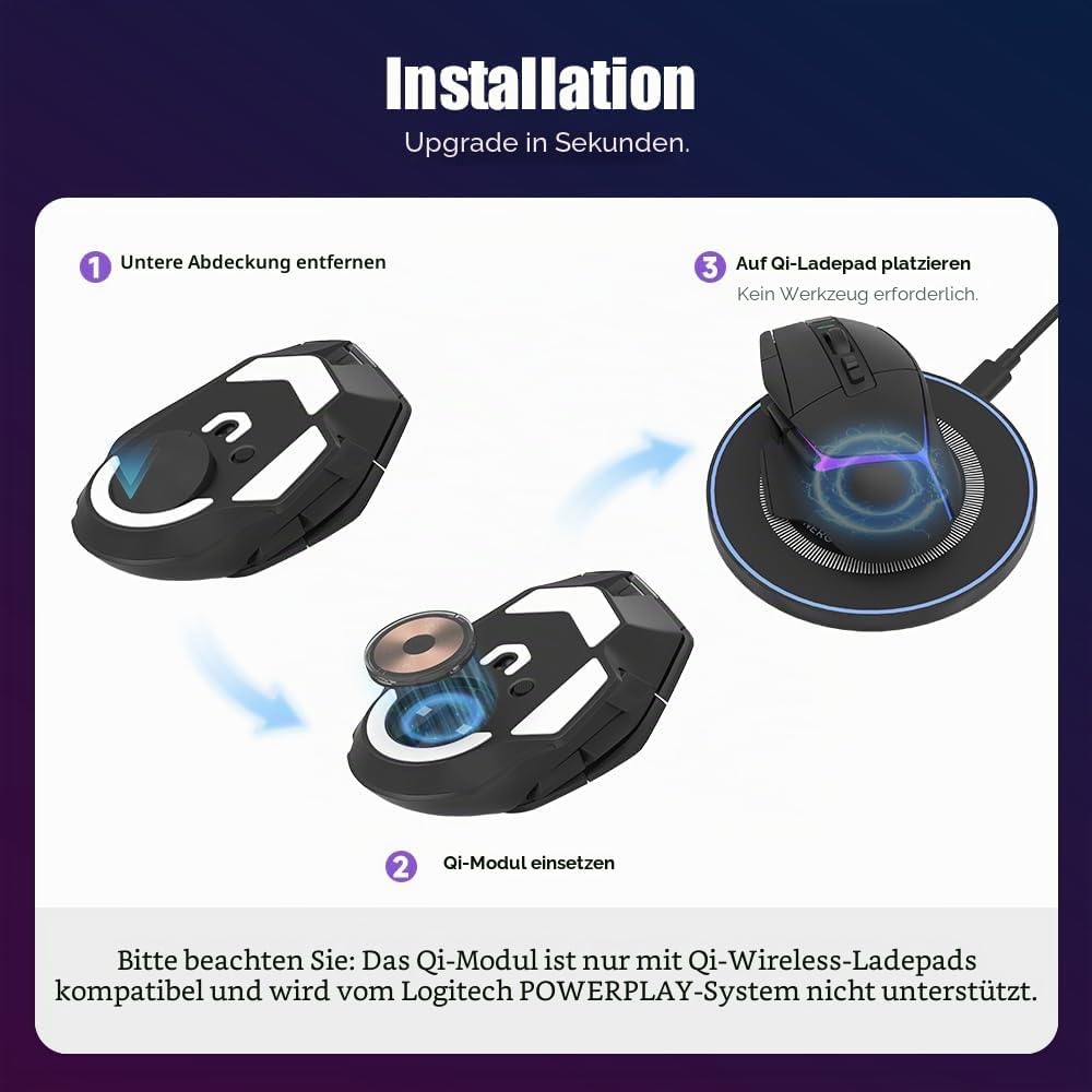 Qi Kabelloses Ladegerät für LOGITECH G PRO X Superlight 2/Superlight/G502 X Plus - Gaming Maus Wirel