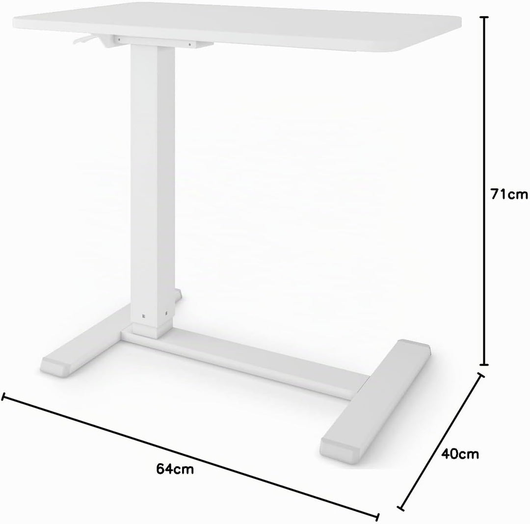ESMART EACM-121WW 71 x 40 cm Weiss - Mobiler stufenlos pneumatisch höhenverstellbarer Beistelltisch