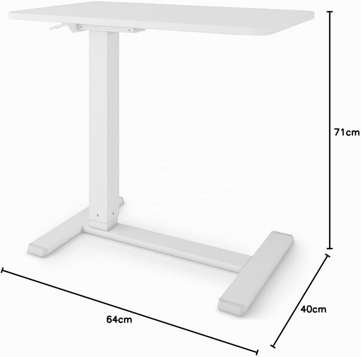ESMART EACM-121WW 71 x 40 cm Weiss - Mobiler stufenlos pneumatisch höhenverstellbarer Beistelltisch
