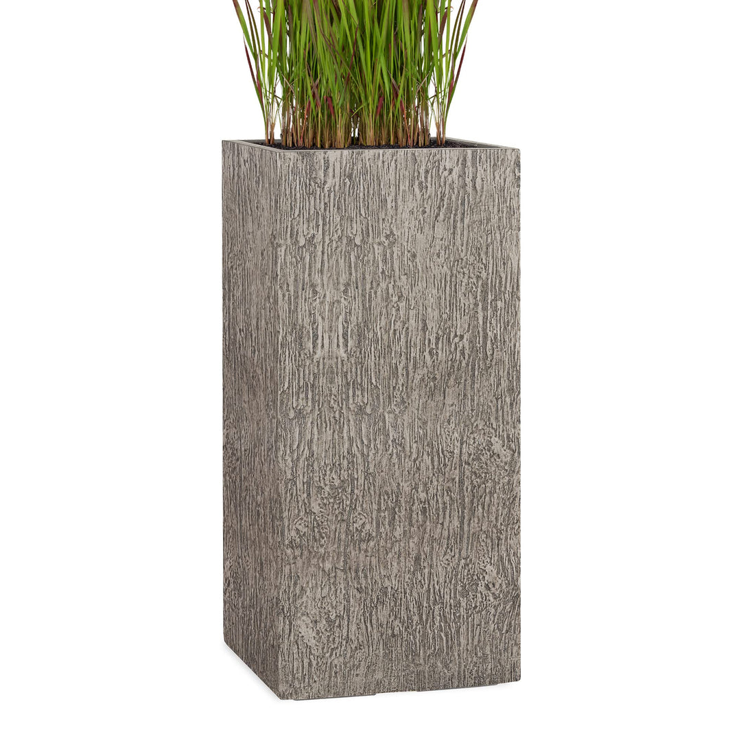 Pflanzwerk® Pflanzkübel Fiberglas Tower Wood Grau 70x33x33cm XXL *Frostbeständig* *UV-Schutz* *Quali
