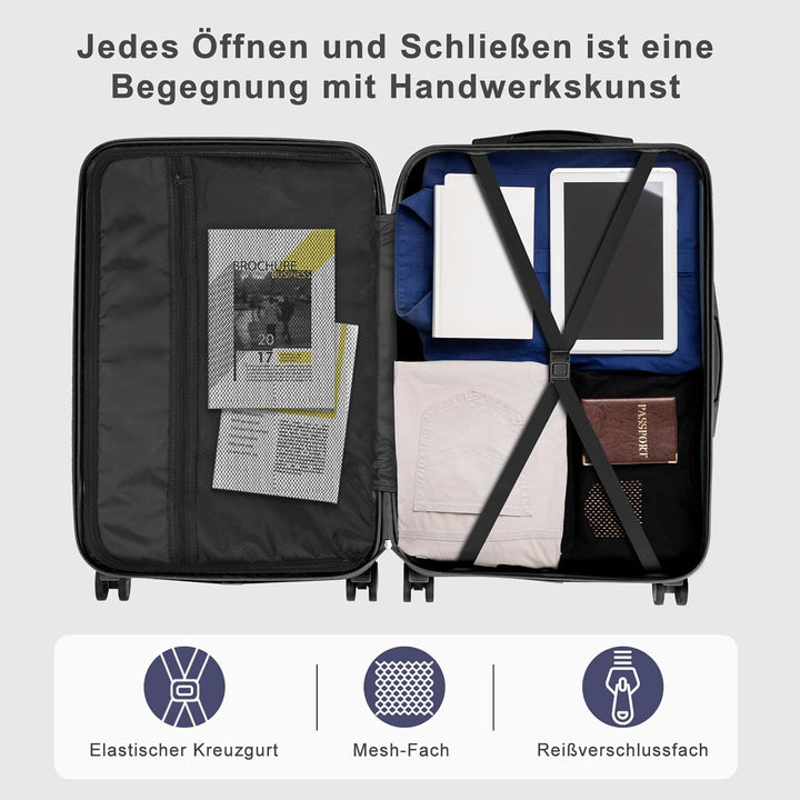 LALAHO Kofferset 5 teilig mit Kosmetikkoffer, Hartschalen Koffer Set aus ABS, Reisekoffer Set, Gepäc